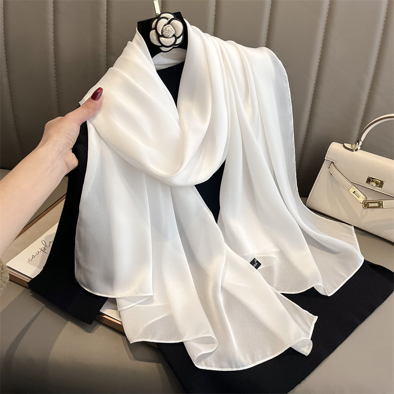 Silk Neck Scarf - 2024 แบรนด์หรูฤดูใบไม้ผลิขนาดใหญ่ยาว Pashmina ผ้าพันคอผู้หญิงผ้าไหม Shawl Wrap
