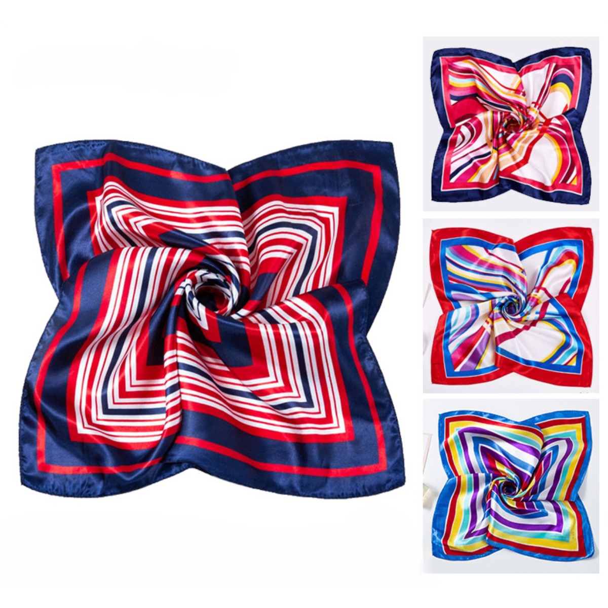 Silk Neck Scarf - 50*50 ซม.ผ้าพันคอผ้าไหมผ้าพันคอผู้หญิงแฟชั่นพิมพ์ขนาดเล็กคอผ้าพันคอสําหรับผู้หญิงเลดี้อุปกรณ์ตกแต่ง