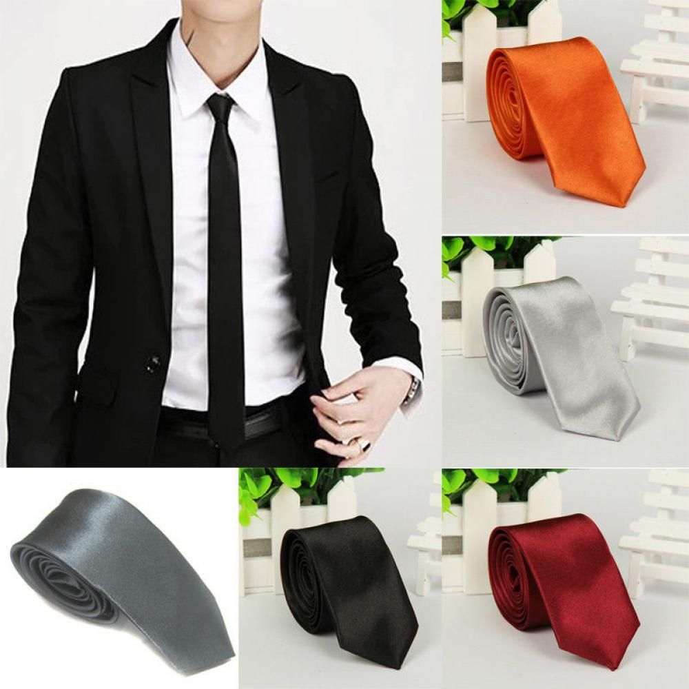Skinny Tie Men - เนคไทแฟชั่นทรงสกินนี่เรียบ สำหรับงานแต่งงาน ผ้าไหม