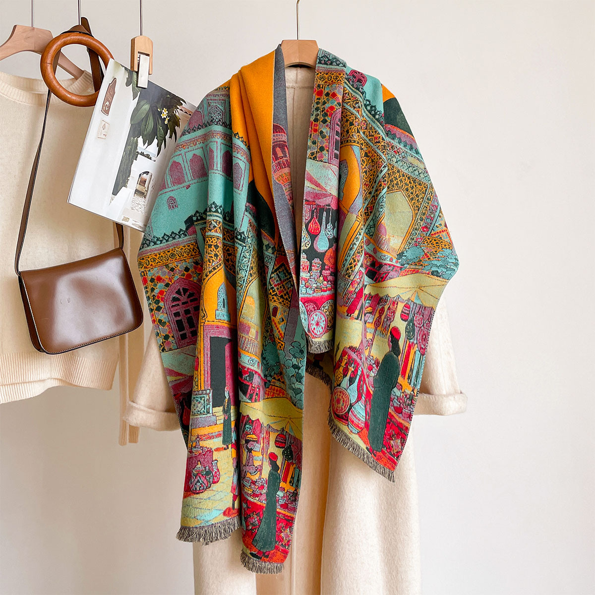 ผ้าพันคอแคชเมียร์เทียมสำหรับผู - Woven Scarf Blanket บทวิจารณ์และราคา