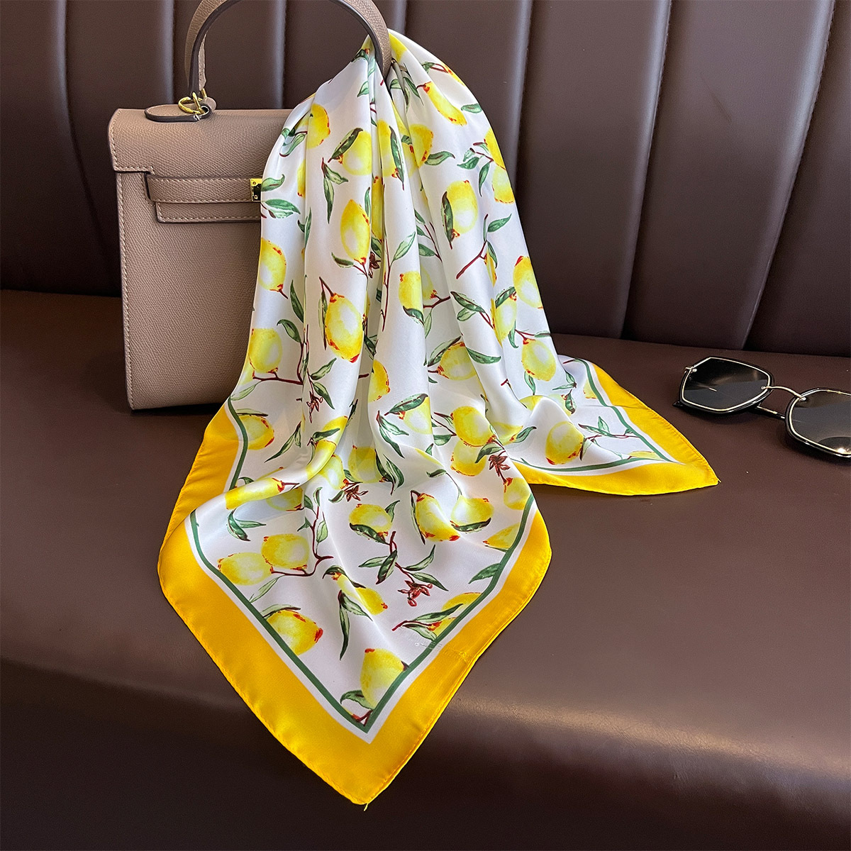 2025 ใหม่สีเหลืองมะนาวพิมพ์ผ้า - Silk Neck Scarf บทวิจารณ์และราคา